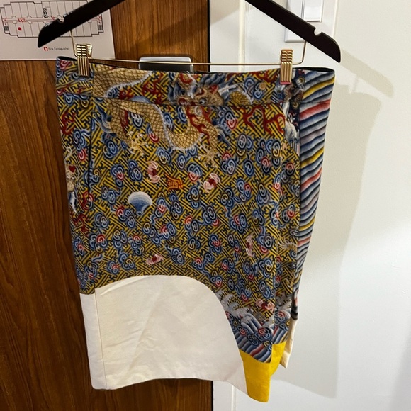 DRIES VAN NOTEN Runway oriental dragon colorblocked wool blend Skirt Size 40 - Picture 8 of 11